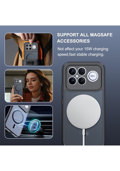Xiaomi Poco F8 Ultra Uyumlu Kılıf Kamera Çevresi Korumalı Mat Siyah Magsafe Şarj Destekli