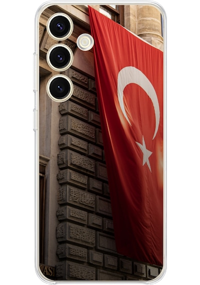 Samsung Galaxy S24 Uyumlu Dev Türk Bayrağı Baskılı Silikon Kılıf Renkli