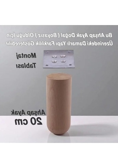 4 Adet Doğal Ahşap Silindir Ayak Seti - 20 Cm Abanoz