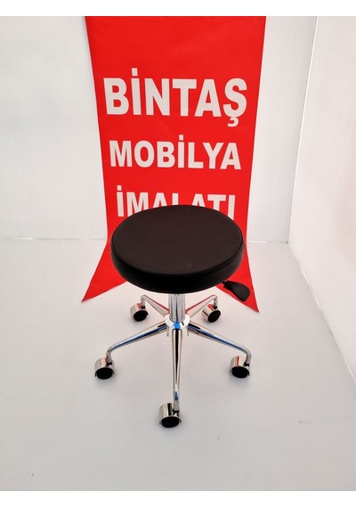 Pulsar Siyah Deri Tekerlekli Tabure