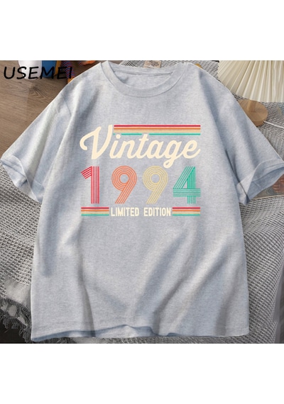 Flood Of Style 30 Yaşındaki Hediyeler T-shirt Erkekler Pamuk Kısa Kollu Tshirt Doğan 1994 Vintage 30th Doğum Gri