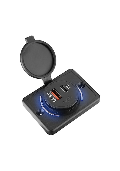 Goboenergy Bspu 48w Çift Portlu Hızlı Araç Şarj Soketi - 30w Pd Type-c & 18w Qc 3.0 Usb - 12v/24v Tekne Karavan Otomobil Uyumlu