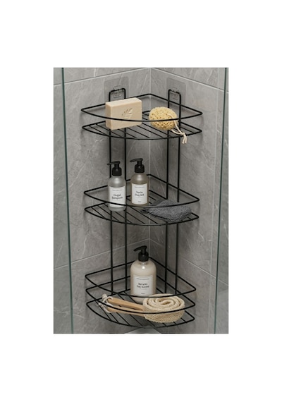 Farist Bath 3 Katlı Banyo Köşelik Siyah 3 Adet Diğer