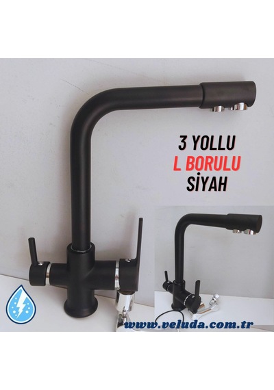 Su Artıma Cihazı 3 Yollu Musluk Gümüş - Siyah