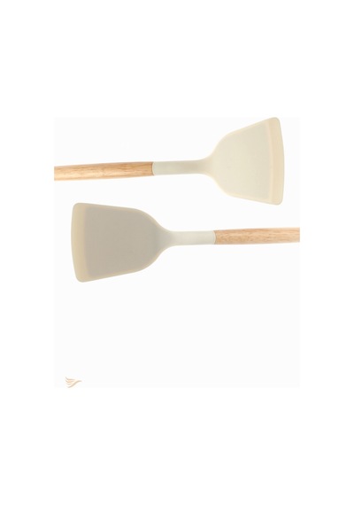 Bambu Saplı Silikon Spatula Silikon Ekru Diğer