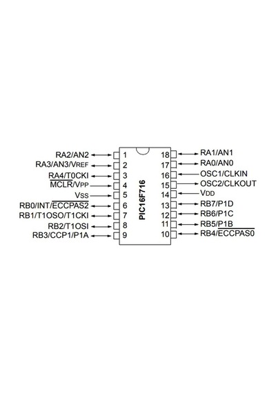Pıc16F716 I/P Pdıp-18 8-Bit 20 Mhz Mikrodenetleyici