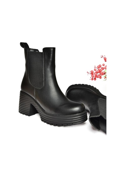 Fox Shoes R996020009 Siyah Kalın Topuklu Kadın Bot Siyah