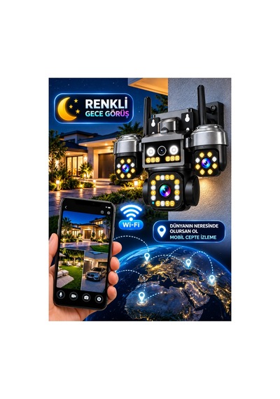 Okam 202plusw 4k 4 Kamera Wifi Ptz Sesli Akıllı Takip Zoom Güvenlik Kamera 7/24 Koruma 3+3+3+3mp
