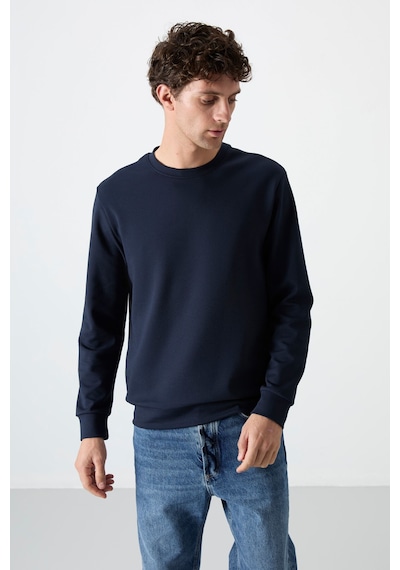 Tommy Life Lacivert Basic O Yaka Rahat Form Erkek Sweatshirt - 88053 Lacivert