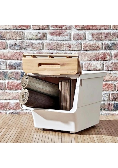 Motek Bambu Tekerlekli Organizer Çok Amaçlı Saklama Kutusu 2X12 L Çok Renkli