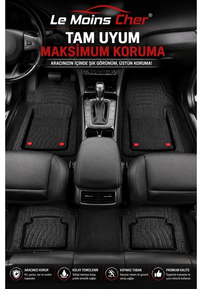 Kia Ceed Cool Havuzlu Oto Paspası Kaymaz Taban Dayanıklı Joker Siyah