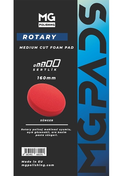 Mg Pads Rotary Ara Kesim İnce Pasta Süngeri Kırmızı - 160 Mm