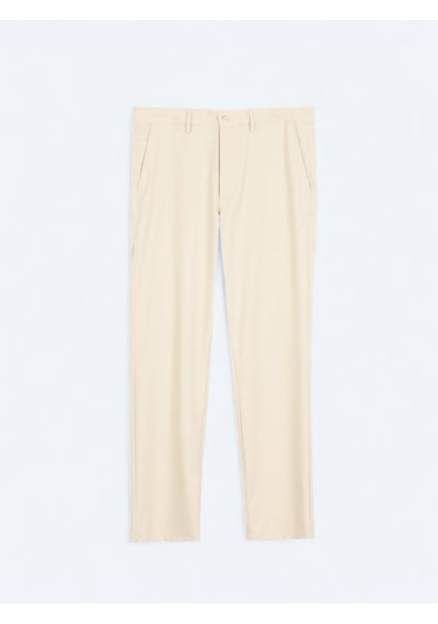 Kip Bej Düz Dokuma Regular Fit Casual Pantolon Bej