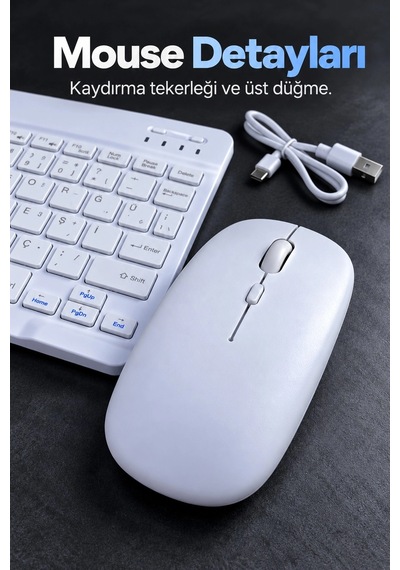 Kargo Kablosuz Klavye Mouse Seti Beyaz Türkçe Q Najmaddin