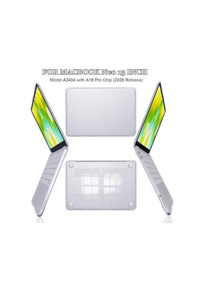 Macbook Uyumlu  Neo 13inç A18 Pro A3404 Kılıf +2adet Ekran Koruyucu +otg +klavye Koruyucu Şeffaf