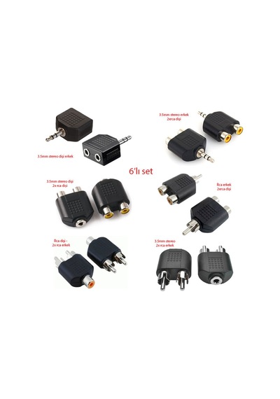 3.5mm Strereo - Rca Dişi Erkek Çevirici 6 Set