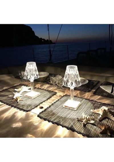 Lw-4 Akrilik Kristal Led Şarjlı Masa Üstü Lamba Beyaz