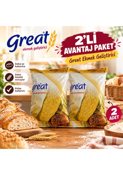 Ekmek Geliştirici 2'li Avantaj Paket Ekmek, Hamburger, Bazlama, Simit Ve Poğaça İçin 200 Gr