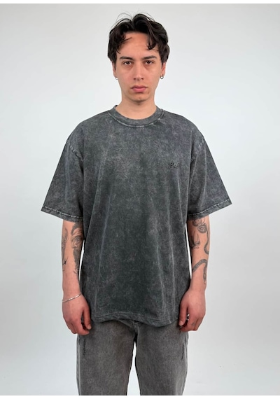 Zaee Nakışlı Oversize Tişört Füme