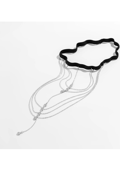 Sable Metal Taşlı Bacak Aksesuarı - Vücut Aksesuarı Gri