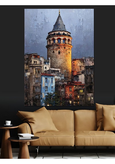 Ahşap Tablo İstanbul Galata Kulesi Şehir