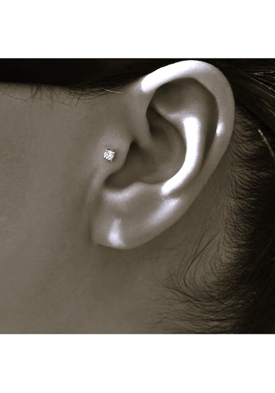 3 Mm Tektaş Cerrahi Çelik Piercing Tragus Helix Kıkırdak Conch Gümüş Renk 8 Mm Altın