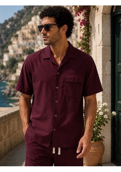 Erkek Premium Kumaş Modal Şort Slim Fit Takım Bordo 2018dngr