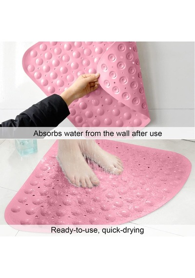 Mainshop Köşe Banyo Duş Paspası Ve Duşakabin Paspasları Tahliye Delikli 54x54 Cm M-163 Pembe