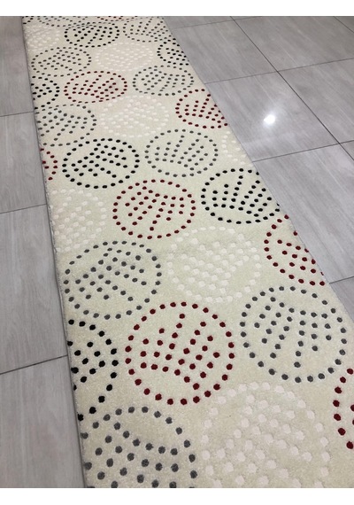 Saray Halı Samyeli 10941 Wk 80X300 Krem Kırmızı Gri Yolluk !