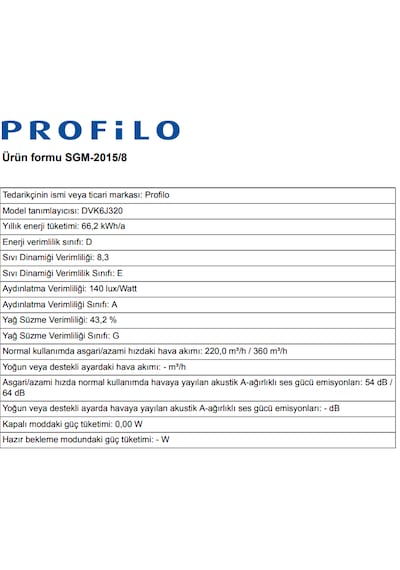 Profilo DVK6J320 Duvar Tipi Davlumbaz 60 CM
