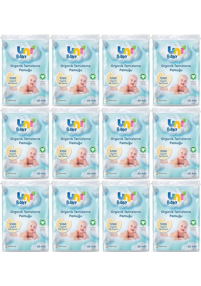 Uni Baby Bebek Temizleme Pamuğu 60 Adet Tekli Pk 12 Li Set 12'li Set