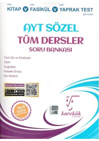 Yks Ayt Sözel Tüm Dersler Soru Bankası Karekök Yayınları N11.26157