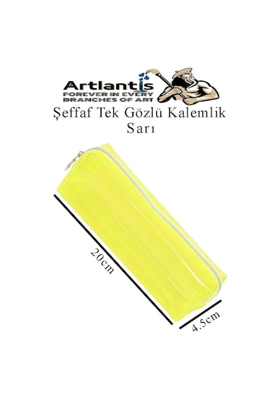 Şeffaf Kalemlik 1 Adet Tek Gözlü Transparan Kalem Kutusu Sarı