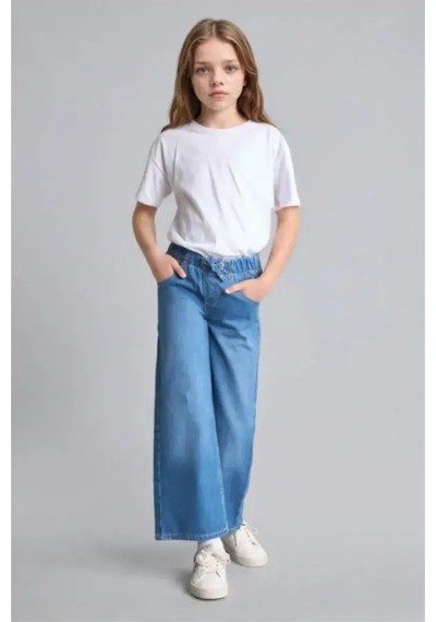 Defacto Beli Lastikli Wide Leg Jean Pantolon Kız Çocuk H6242a826aunm39 Mavi-nm39