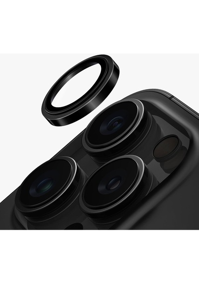 Ennar Apple Uyumlu iPhone 16 Pro Max Gerçek Cam Safir Tam Koruma Safir Kamera Lensi Siyah Siyah