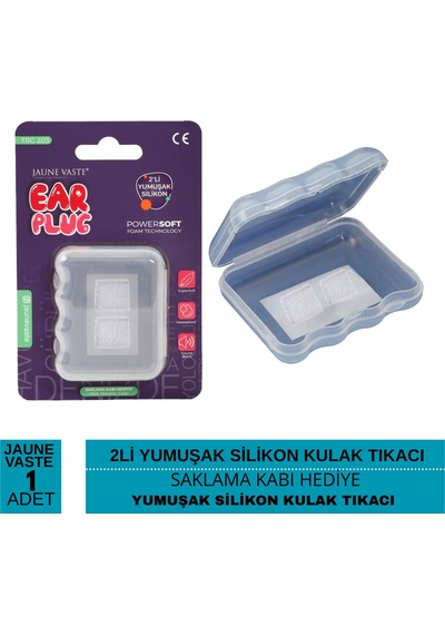 Jaune Vaste 2li Yumuşak Silikon Kulak Tıkacı Saklama Kabı Hediye