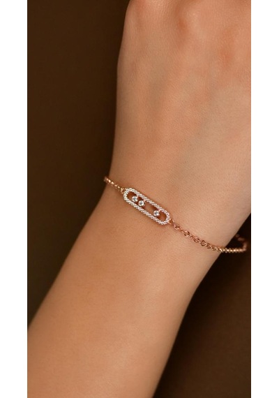 Roza Silver Zirkon Taşlı Rose Özel Tasarım Gümüş Bileklik