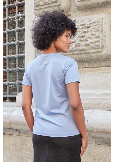 Jument Kadın Sıfır Yaka Kırışmaz Span Karışımlı Şık Kısa Kol Likralı T-shirt Bluz-açık Mavi A.mavi Jument Kadın Sıfır Yaka Kırışmaz Span Karışımlı Şık Kısa Kol Likralı T-shirt Bluz-açık Mavi A.mavi