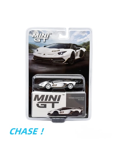 Mini Gt 1/64 Lamborghini Aventador Svj 63 Bianco Asopo Chase