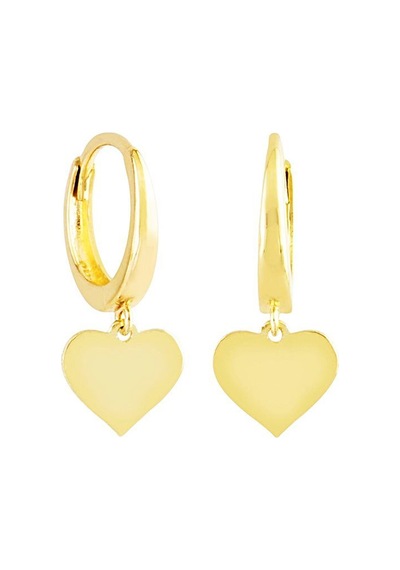 Sembol Gold Sallantılı Altın Kalp Küpe 14K Gold Taşsız