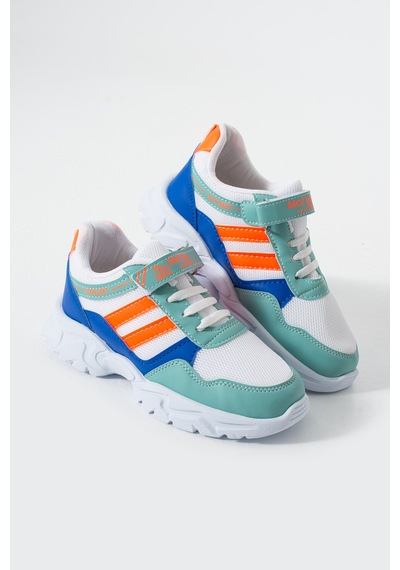 Adımist Çocuk Ortopedik Cırtlı Hafif Unisex Sneaker Spor Ayakkabı Maf Cırtlı Yeşil - Mavi