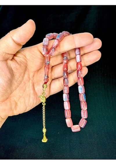 Pembe Katalin Tesbih Kapsül Kesim 7mmx11mm T-756