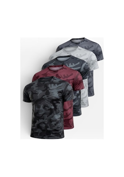 Serablanka 5'li Erkek Nem Emici Hızlı Kuruma Atletik Teknik Kamuflaj Desenli Spor T-shirt Siyah-bordo-lacivert-gri-füme Serablanka 5'li Erkek Nem Emici Hızlı Kuruma Atletik Teknik Kamuflaj Desenli Spor T-shirt Siyah-bordo-lacivert-gri-füme