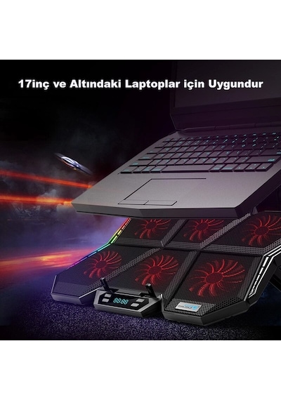 Coolcold Led K40 6 Fanlı 17 İnç Rgb Laptop Notebook Soğutucu Stand