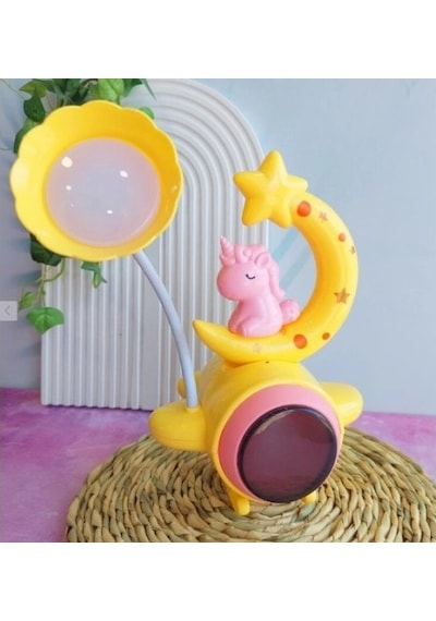 Mey İthalat Çocuk Odası Ay ve Unicorn Desenli Gece Lambası