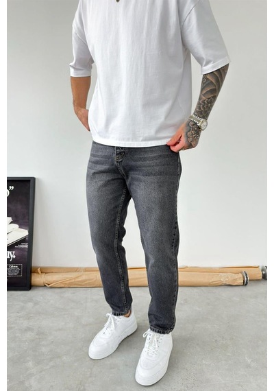 Füme Ters Dikiş Detay Boyfriend Pantolon