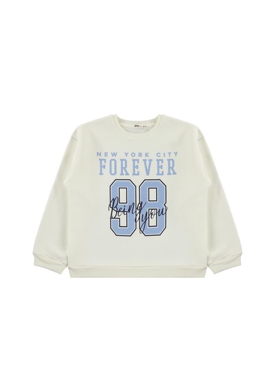 Civil Girls 98 Baskılı 10-13 Yaş Sweatshirt - Ekru