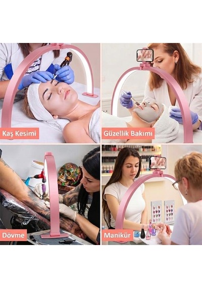 Trled F-700a 70cm Pembe Katlanabilir Masaüstü Manikür Ve Protez Tırnak Lambası Beyaz - Beyaz Işık