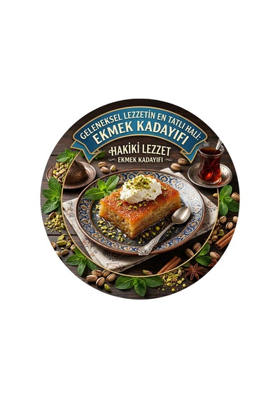 Ekmek Kadayıfı Temalı Tatlıcılar Pastaneler Restoranlar İçin Ahşap Duvar Kapı Dekoratif Süs Tablo 4