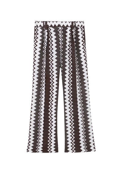 Missoni Zigzag Desenli Geniş Paça Pantolon Koyu Kahverengi